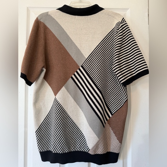 Paul Fredrick Knit Polo Shirt black brown 100% cotton size L - Picture 3 of 10